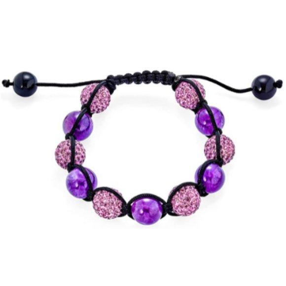 Cool Purple Black Crystal Ball Bracelet - Picture 3 of 7
